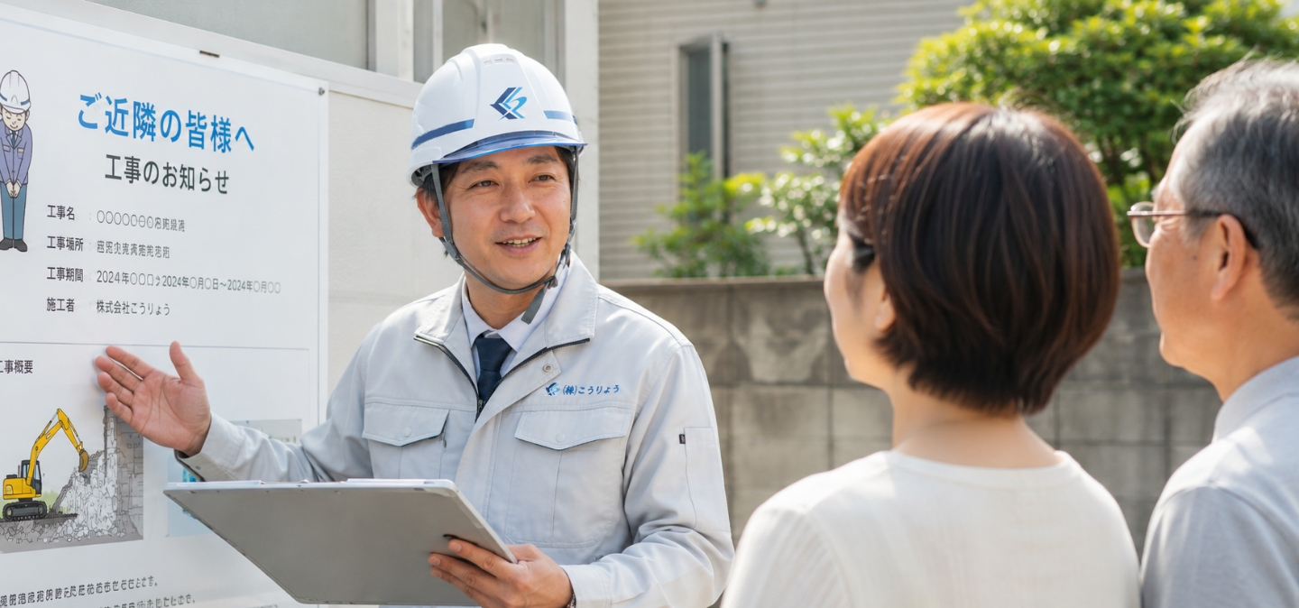 工事内容を説明する社員