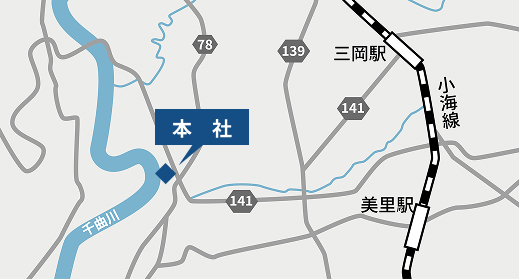 本社所在地を示す地図（長野県小諸市）